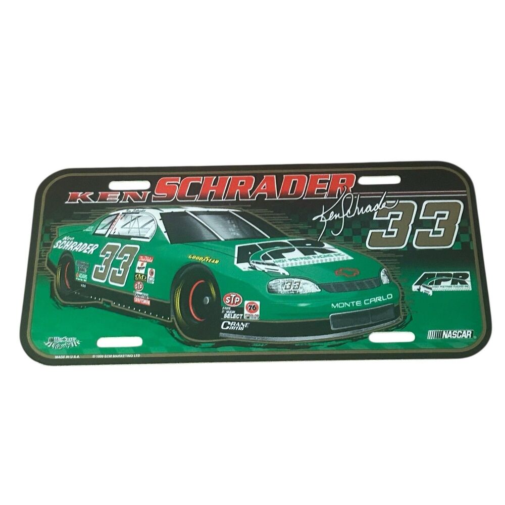Vintage Ken Schrader APR Racing NASCAR License Plate